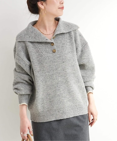 ネップヤーンエルボーパッチニット