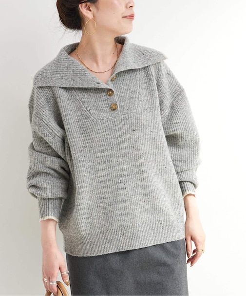 ネップヤーンエルボーパッチニット