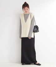 《追加2》《2点セット》手洗い可 / ショートシャギーベスト+ダンボールスカート