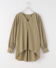 タックVネックチュニックブラウス