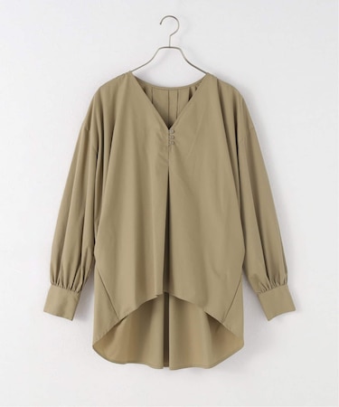 タックVネックチュニックブラウス