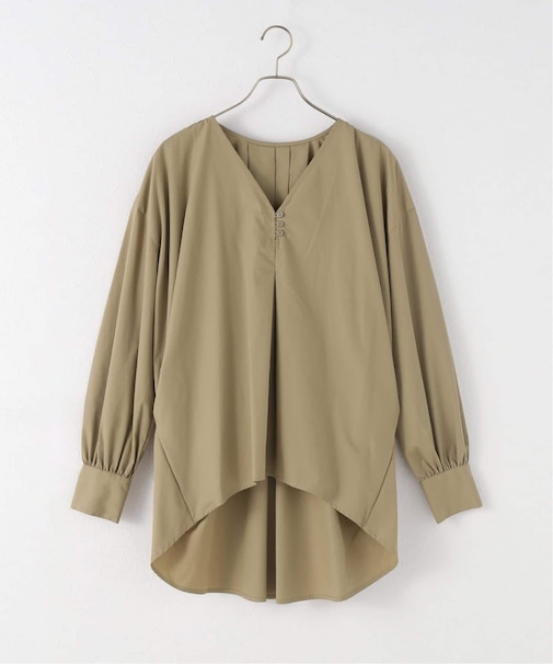 タックVネックチュニックブラウス