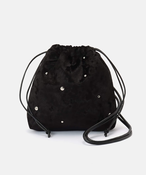 スタッズベロア巾着バッグ