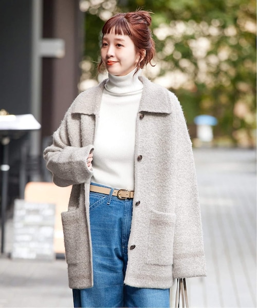 手洗い可 / ツイード調パイルニットジャケット｜ベーセーストックの