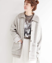 手洗い可 / ツイード調パイルニットジャケット