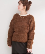 手洗い可 / ループメッシュボーダーニットプルオーバー