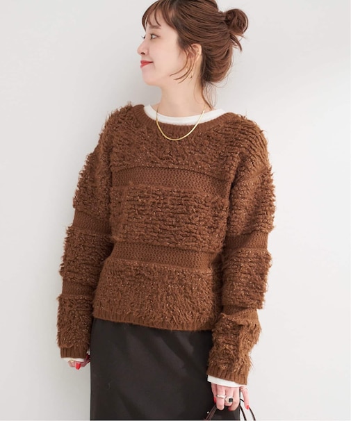 手洗い可 / ループメッシュボーダーニットプルオーバー