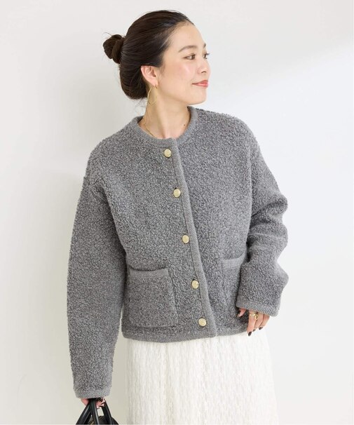 パイルショートカーディガン