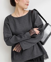 ウォッシャブル / レースヘムドルマンプルオーバー