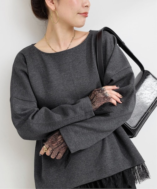 ウォッシャブル / レースヘムドルマンプルオーバー