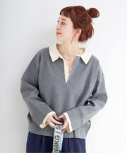 手洗い可 / 襟付きニットプルオーバー