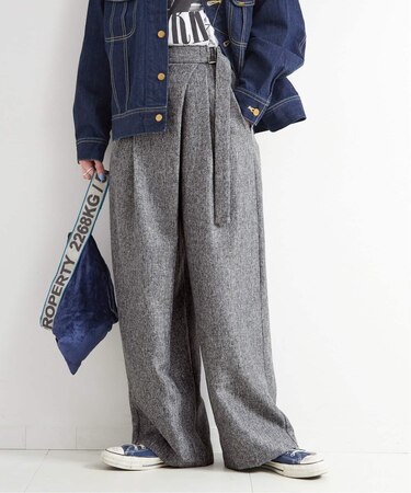 手洗い可 / ヘザーツイードラップタックスラックス