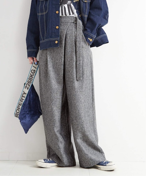 手洗い可 / ヘザーツイードラップタックスラックス