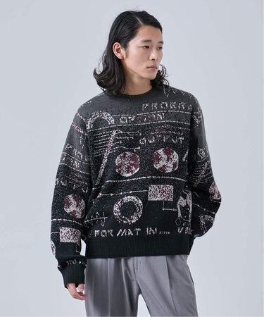 LO-FI ジャガードクルーネックニット