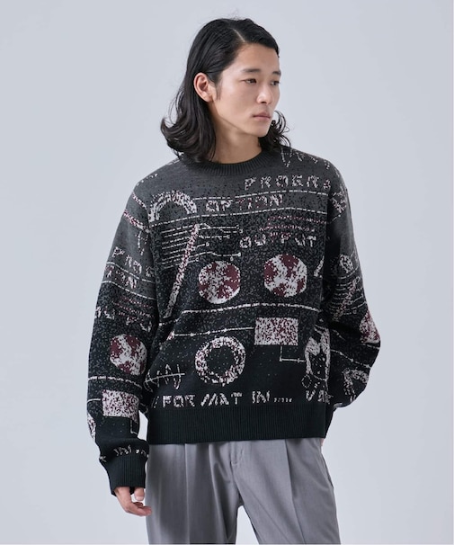 LO-FI ジャガードクルーネックニット