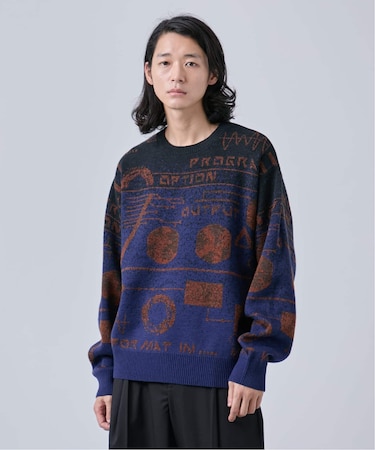 LO-FI ジャガードクルーネックニット