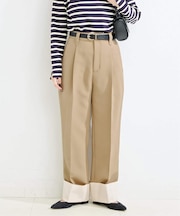 ウォッシャブル / ツイルワイドWヘムパンツ