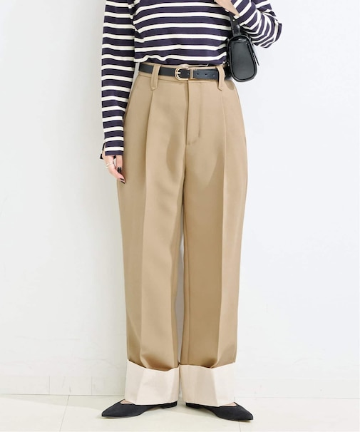 ウォッシャブル / ツイルワイドWヘムパンツ