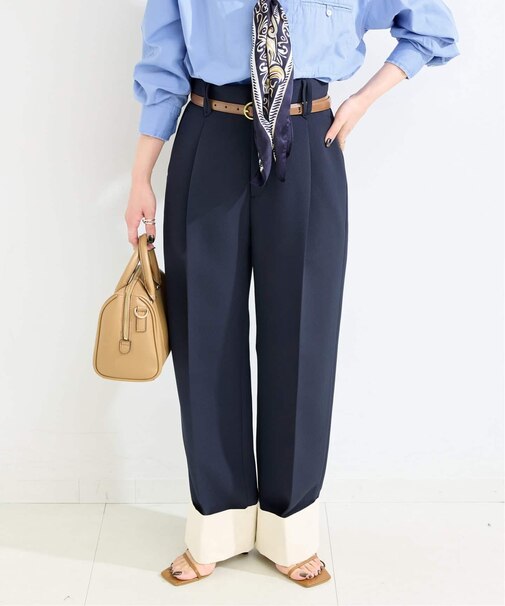 ウォッシャブル / ツイルワイドWヘムパンツ