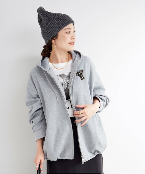 ウォッシャブル / ブローチ付きフードパーカー