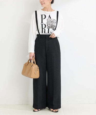 手洗い可 / 格子織りワイドパンツ