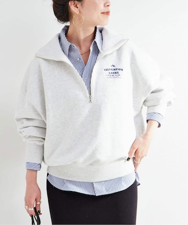 ウォッシャブル / ハーフジップテリービッグドルマンプルオーバー