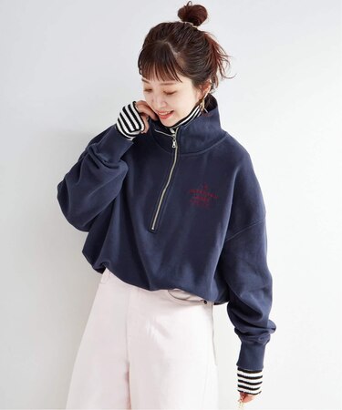 ウォッシャブル / ハーフジップテリービッグドルマンプルオーバー