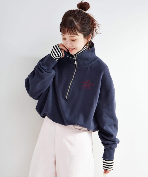 ウォッシャブル / ハーフジップテリービッグドルマンプルオーバー