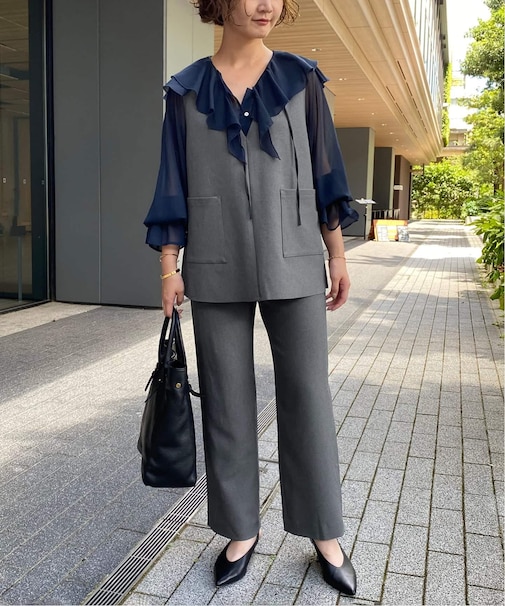 《2枚セット》ベスト×イージーパンツセットアップ