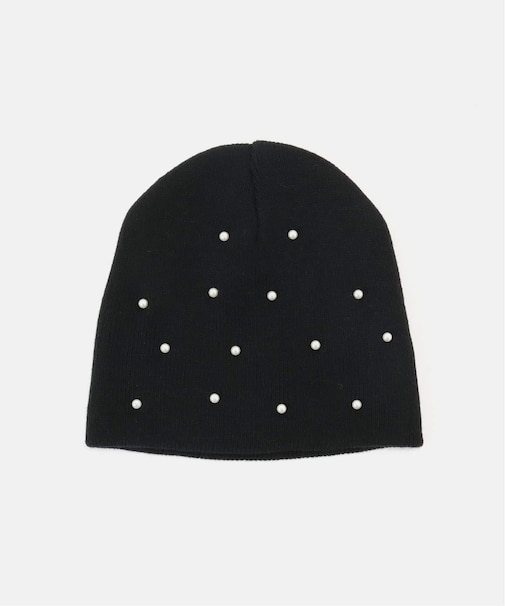 パール付きニットビーニー