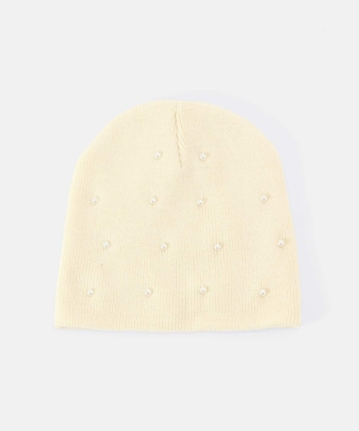 パール付きニットビーニー