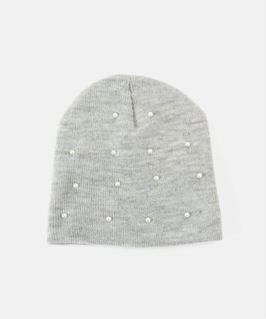 パール付きニットビーニー