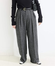 手洗い可 / スパンコールツイードタックワイドパンツ
