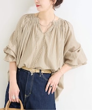 ウォッシャブル / ギャザーネックボリュームブラウス