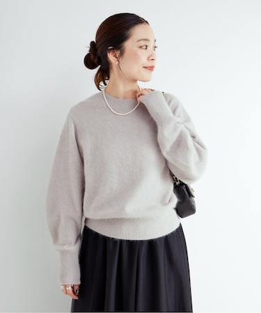 獣毛混パフプルオーバー