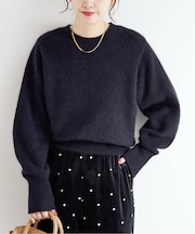 獣毛混パフプルオーバー