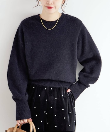 獣毛混パフプルオーバー