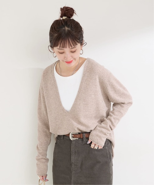 手洗い可 / カシミヤ深Vプルオーバー