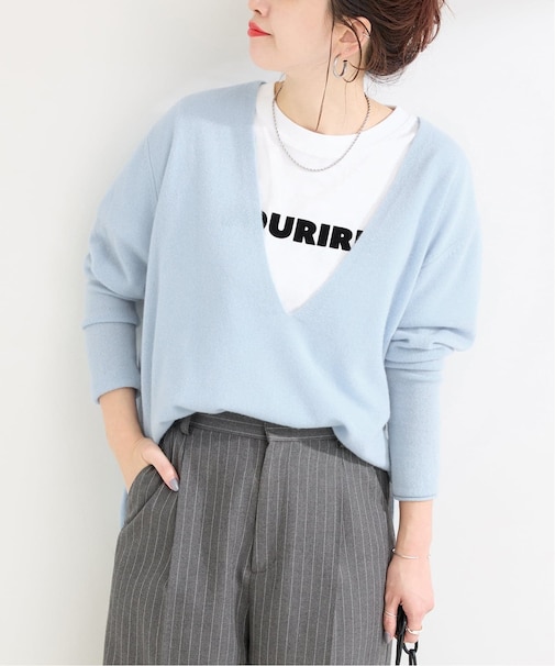 手洗い可 / カシミヤ深Vプルオーバー