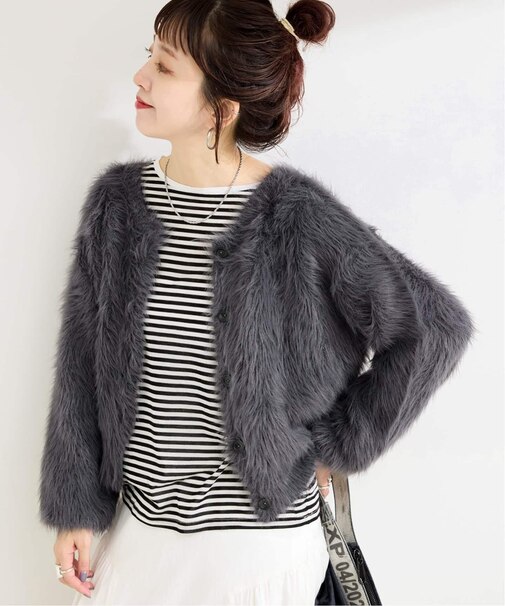 2wayフェザーヤーンニットプルオーバー