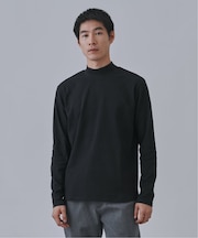 起毛 スムースモックネックロングスリーブTシャツ