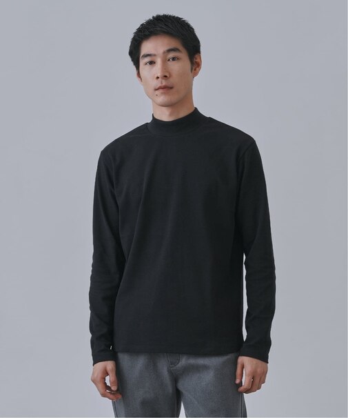 起毛 スムースモックネックロングスリーブTシャツ
