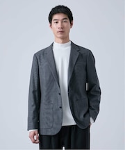 ウールポリエステル ミルド ハウンドトゥース２ボタンジャケット