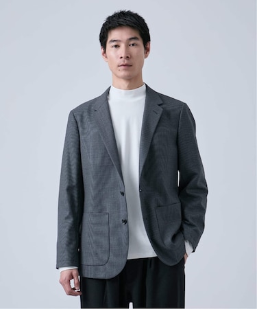 ウールポリエステル ミルド ハウンドトゥース2ボタンジャケット