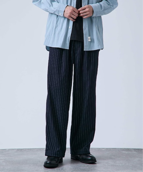 fursac (フルサック) Navy Wool Trousers with green stripe｜ベーセー