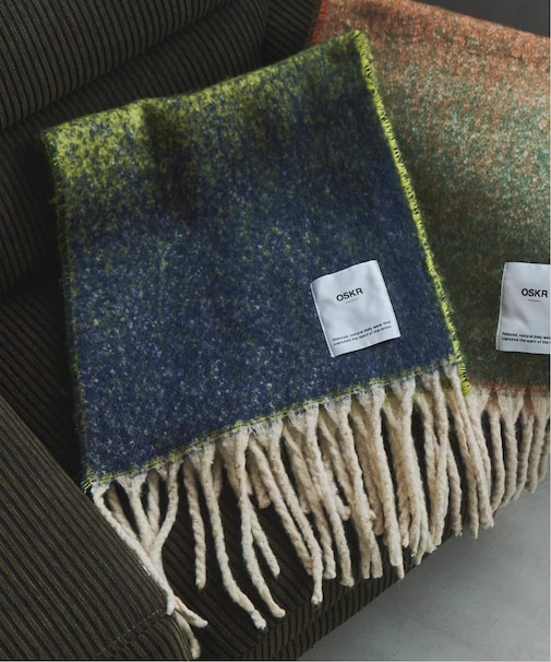 OSKR別注 フリンジ シャギーバイカラーマフラー