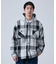 ビックチェック柄 フード シャツ
