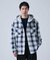 ビックチェック柄 フード シャツ