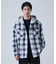 ビックチェック柄 フード シャツ