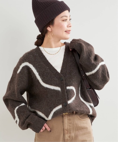 手洗い可 / 柄ニットカーディガン